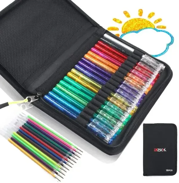 Gel pens-18 colores with 18 refills