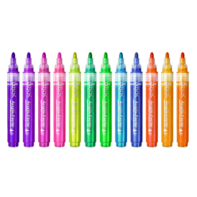 Neon Glitter Colors Acrylic Marker Pens-12 Colors – Zscm The world of  painting art, art painting dreams