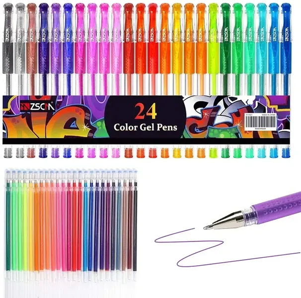 ZSCM 24 Colors Glitter Gel Pens （+24refills）