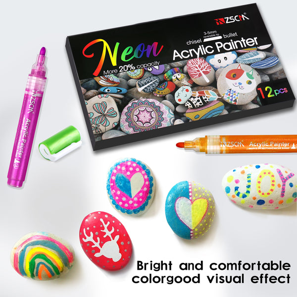 Neon Glitter Colors Acrylic Marker Pens-12 Colors