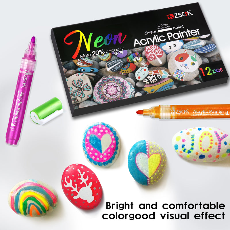 Neon Glitter Colors Acrylic Marker Pens-12 Colors
