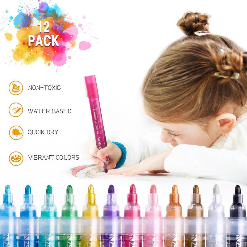 Glitter Colors Acrylic Marker Pens