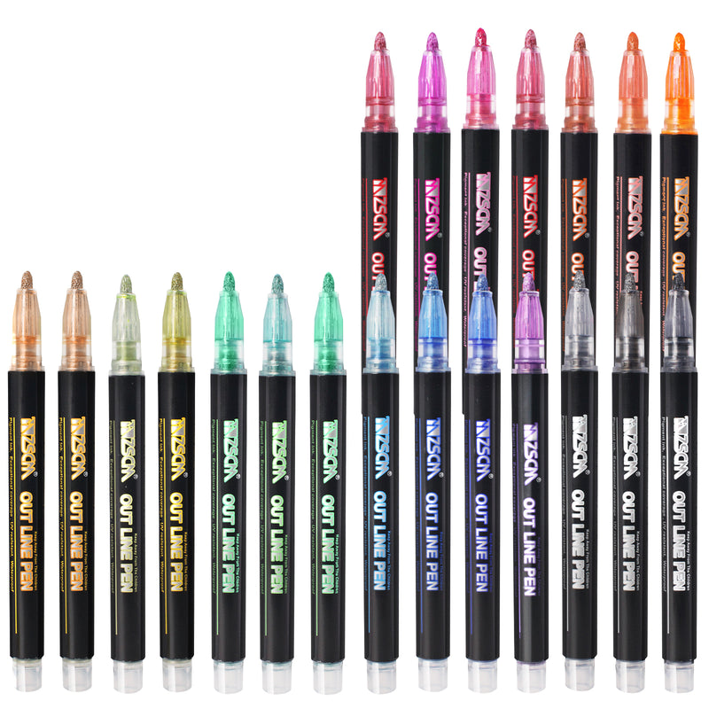 Outline Marker Pens with Silver Colors-21 Colors