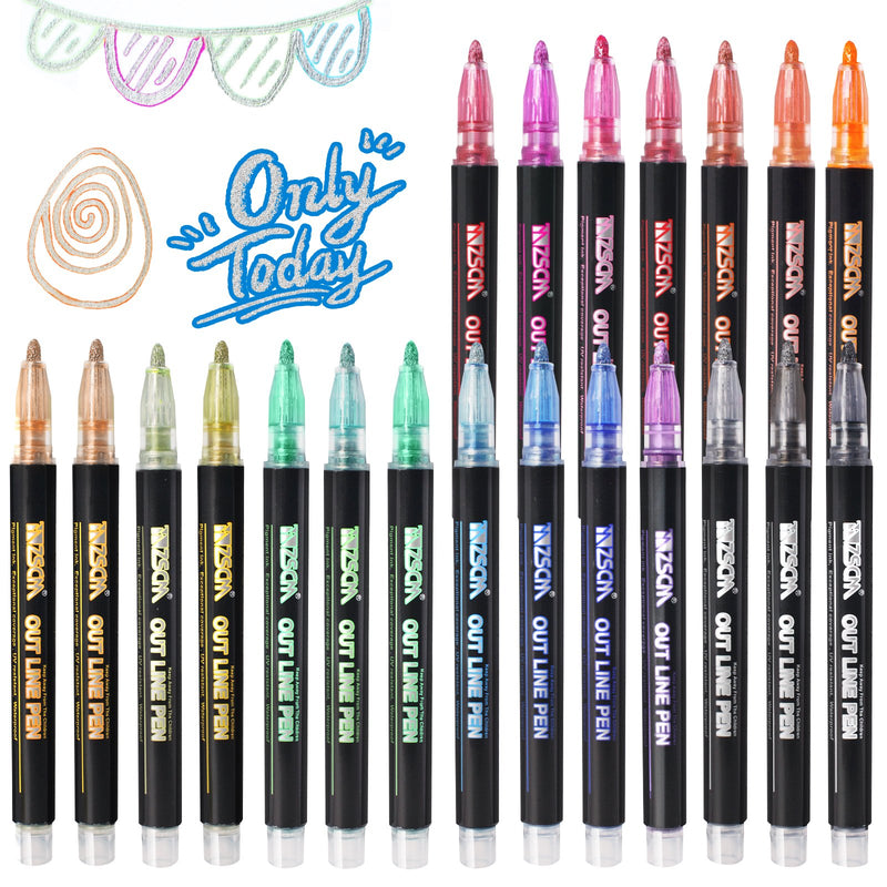 Outline Marker Pens with Silver Colors-21 Colors