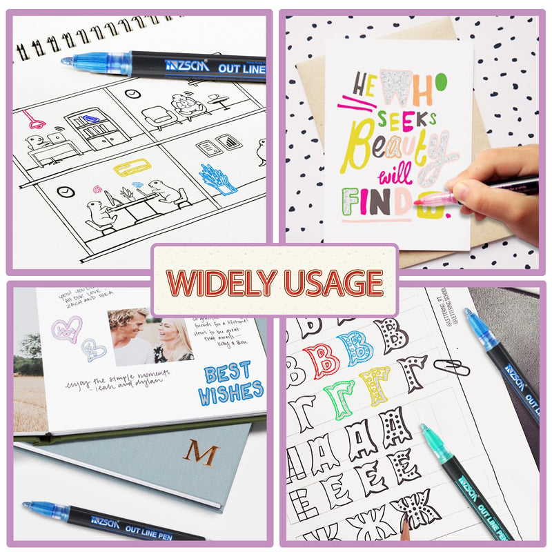 Outline Marker Pens with Silver Colors-21 Colors