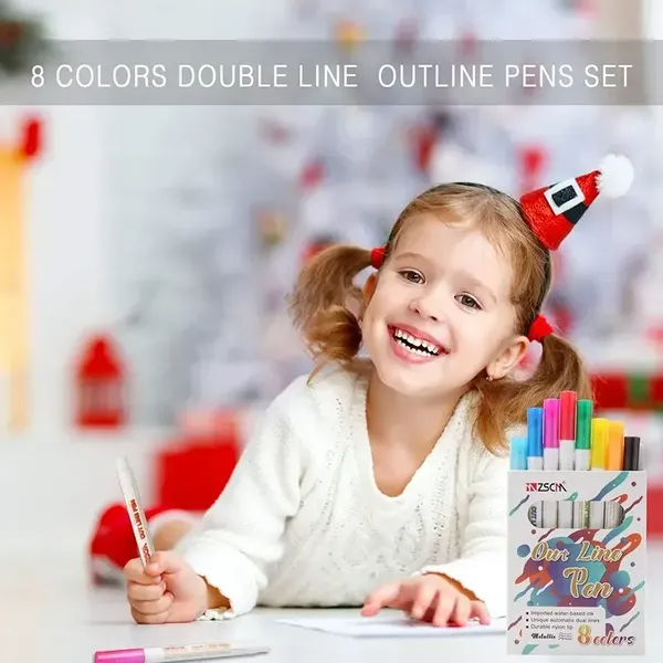 ZSCM 8 Colors Gold Metallic Outline Markers