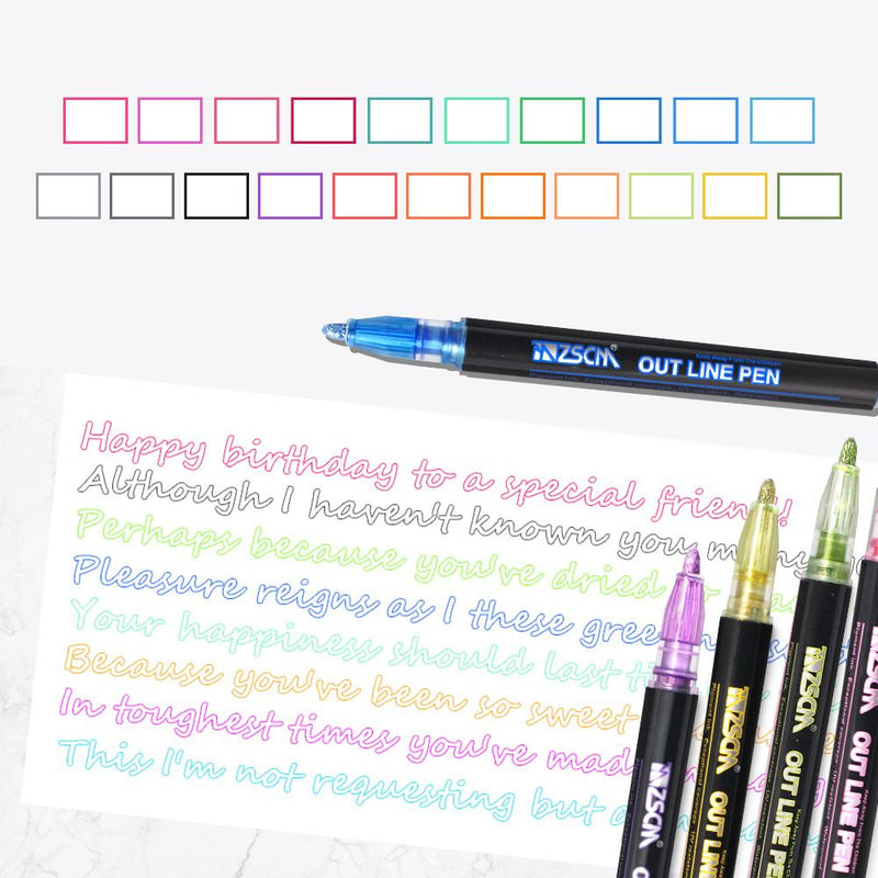 Outline Marker Pens with Silver Colors-21 Colors