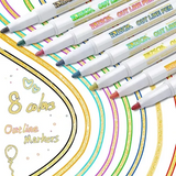 ZSCM 8 Colors Gold Metallic Outline Markers