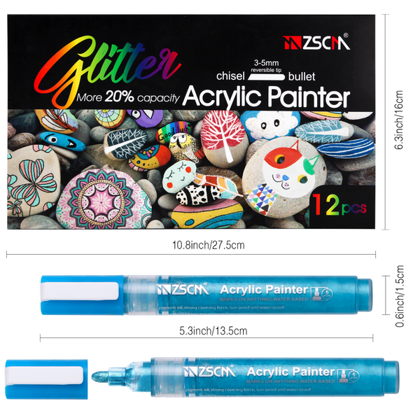 Glitter Colors Acrylic Marker Pens